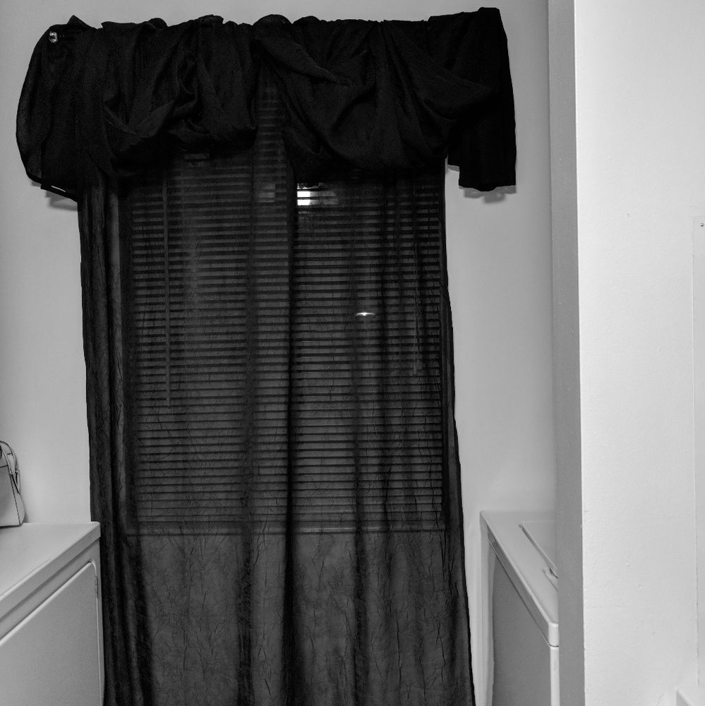 Black Sheer Curtains and Curtain Rod